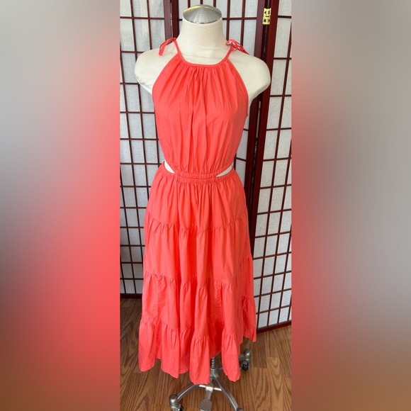 J CREW Harbor Side-cutout Dress in Brilliant Coral - Picture 2 of 9